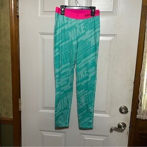 NIKE PRO DRI-FIT GIRL'S‎ HYPERWARM COMPRESSION LEGGINGS GREEN SZ XL